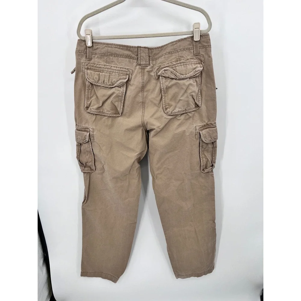 LL Bean Mens Natural Fit Cargo Pants Tan Khaki 100% Cotton Ripstop‎ 36x34